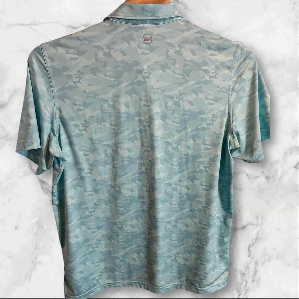 Vineyard Vines Shirt Men XL Blue Camo Performance Polo Short Sleeves - Picture 2 of 5